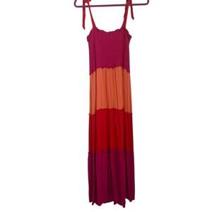 BeBop Womens Tiered Colorblock Maxi Sundress Size XL